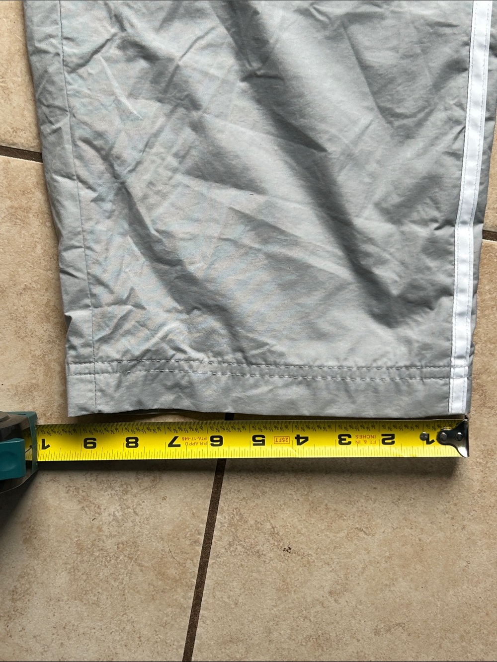 Vintage adidas Gray Track windbreaker Pants with White Side Stripes - Picture 6 of 7